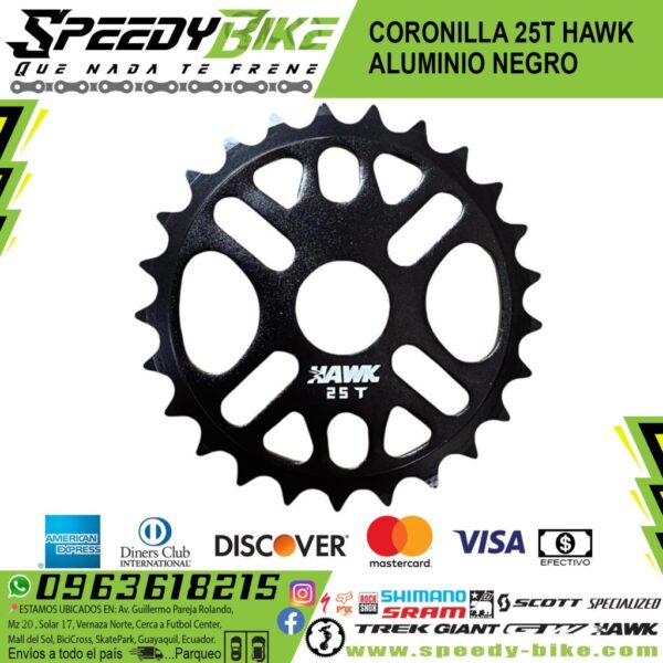 Coronilla 25t Hawk Aluminio Negro