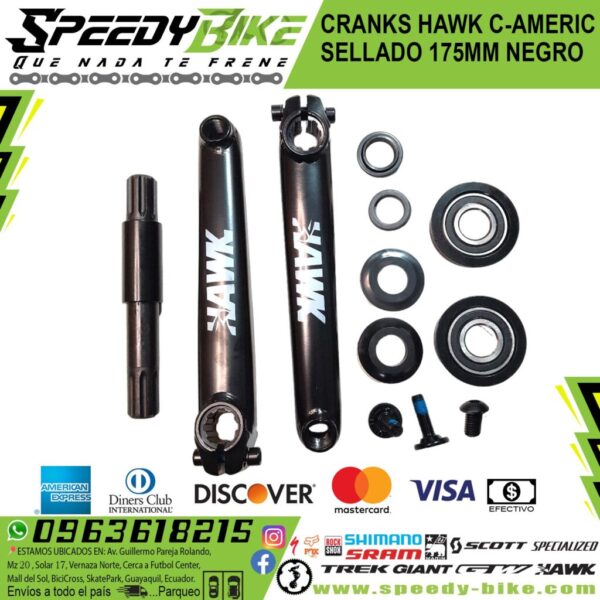 Cranks Hawk C/America Sellado 175mm Negro