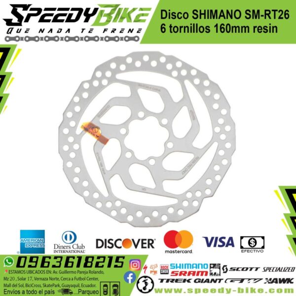 Disco Shimano Sm-Rt26 6 Tornillos 160mm Resin