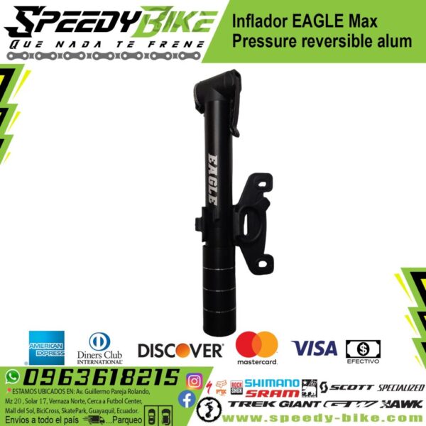 Inflador Eagle Max Pressure Reversible Black Alum Peq