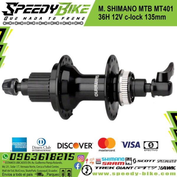 Manzana Shimano Mtb Fh-Mt401 36h 12v C/Look135mm Post Normal Caja
