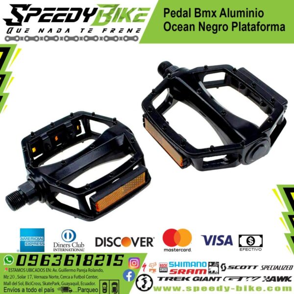 Pedal Bmx Aluminio Ocean Negro Plataforma