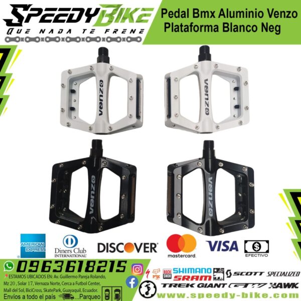 Pedal Bmx Aluminio Venzo Plataforma Blanco Neg