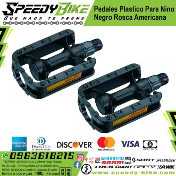 Pedales Plastico Para Nino Negro Rosca Americana