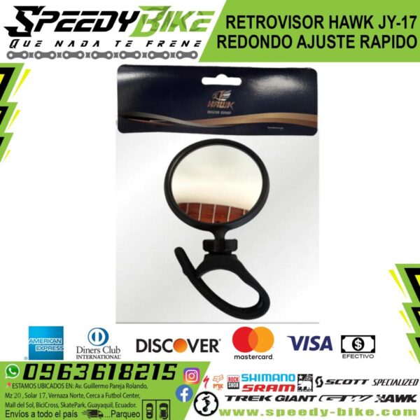 Retrovisor Hawk Jy-17 Redondo Ajuste Rapido