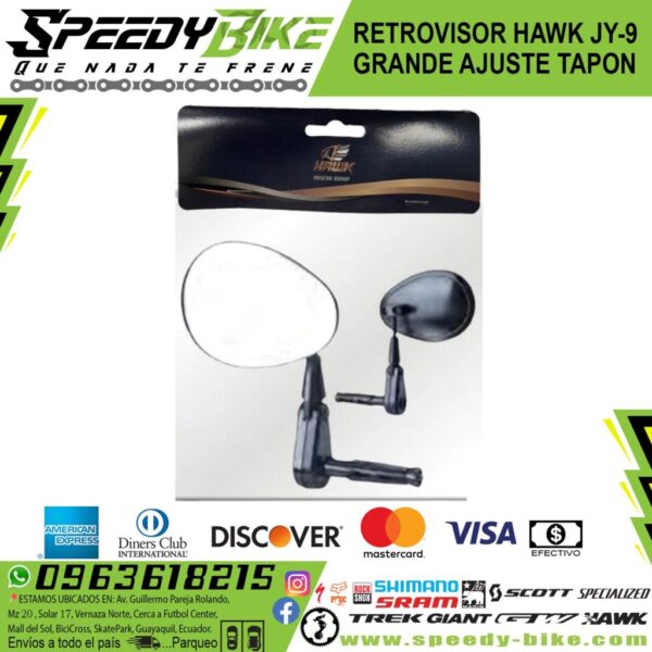 Retrovisor Hawk Jy-9 Grande Ajuste Tapon